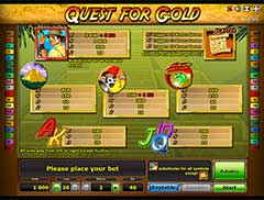 Таблица выплат в игровом автомате Quest for Gold