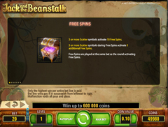 Бесплатные вращения игрового автомата Jack and the Beanstalk
